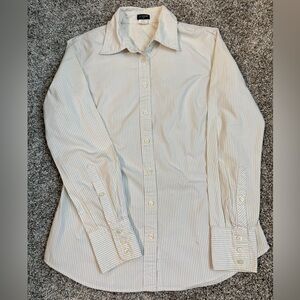 J. Crew White and Gray Striped Button Down Shirt
